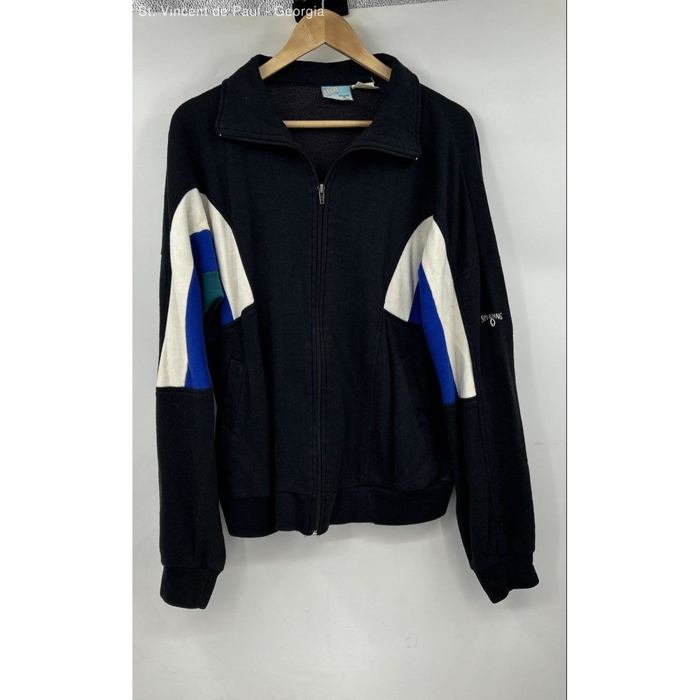 Spalding Full‎ Zip Track Jacket Men's Large Vintage 90s Black